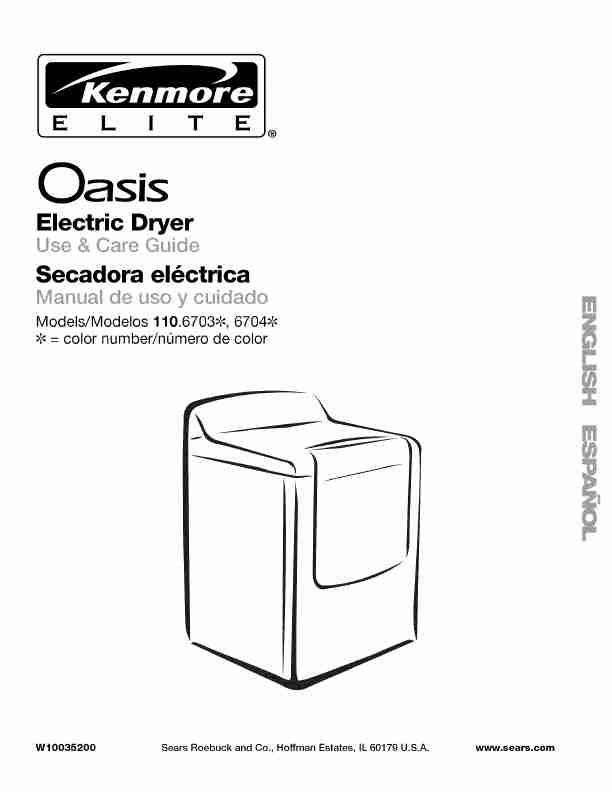 Kenmore Clothes Dryer 110_6703-page_pdf